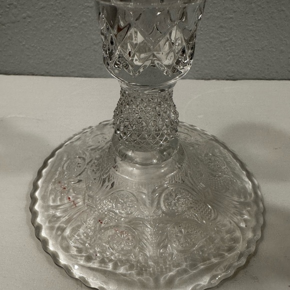 Vintage Duncan & Miller - Sandwich Clear Glass Set of 2 Candlesticks - Picture 3 of 5